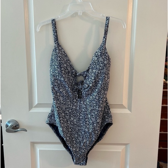 Polo Ralph Lauren NWT Navy Blue Floral Double Front Tie One Piece Bathing Suit - Picture 3 of 16